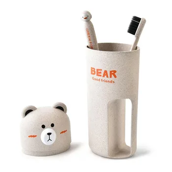 

Cute Cartoon Bear Toothbrush Case Set Toothpaste Holder Wash Organizer Cup with Toothbrush Bathroom Accessories for Traveling