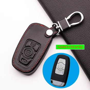 

2017 High quality Genuine Leather Car Key Fob Cover for Great Wall Haval H6 2015 C50 Hoist Case Key Wallet Chain protect shell