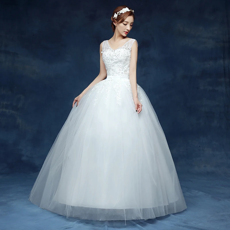 2017 v-образным вырезом Большие размеры белый невесты модное платье принцессы Vestidos De Novia свадебные бальные платья недорогие свадебные платья
