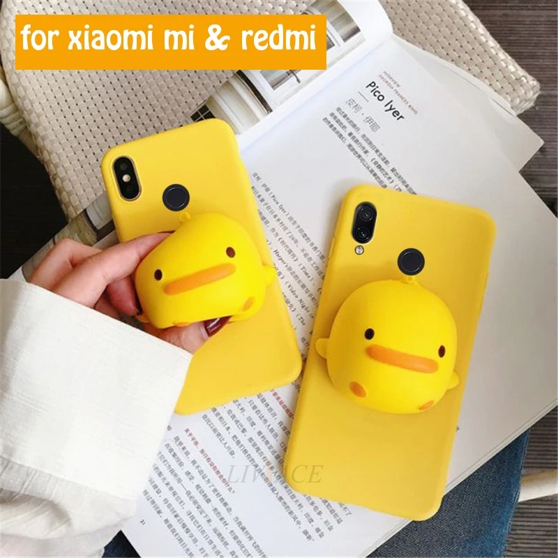 Мягкий силиконовый чехол с 3d-изображением утки для xiaomi redmi 7 note 7 pro 6 5 6a 5a prime 4a mi 9 se mi 8 lite a1 a2 y3 с милой подставкой