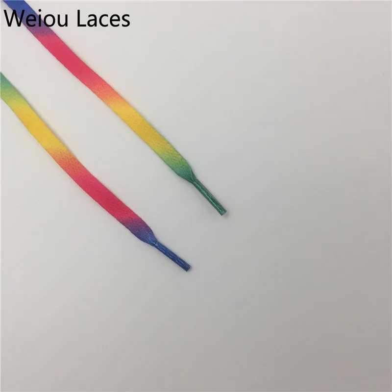 Weiou (30 Pairs/Lot) Rainbow Heat Transfer Colorful Boots Strings Polyester Customized Printing Shoelaces heavy duty Unisex