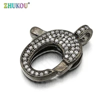 17*22 ミリメートル真鍮キュービックジルコニアロブスタークラスプフック Diy のジュエリー所見アクセサリー、混合色、穴: 3 ミリメートル、モデル: VK49