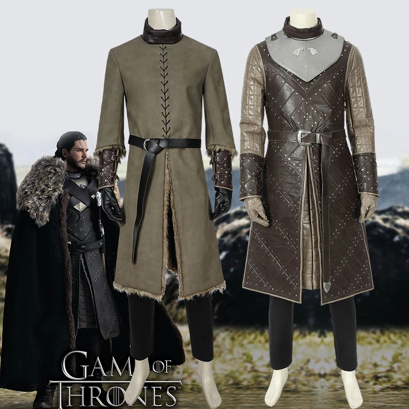 

Game Of Thrones 8 Jon Snow Costume Cosplay Adult A Song Of Ice And Fire Halloween Carnival Party Only Vest Jacket Gloves Belt