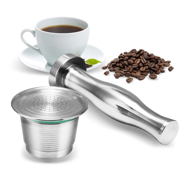 Best Offers Stainless Steel Refillable Nespresso Capsule Reusable Coffee Basket Capsule for Nespresso Machine +1 Metal Nespresso Tamper