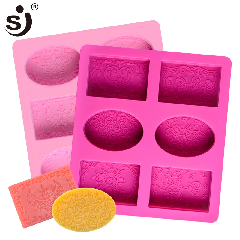 

SJ 3d Soap Mold Flower 6 Oval Shape Wedding Rose Handmade Soap Silicone Molds Rectangle Materials Form DIY Hotel Bathroom