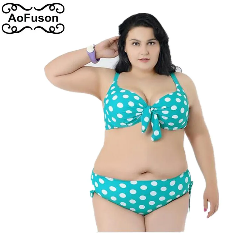 

Vintage Dot Bikinis mujer plus size swimwear summer sexy push up Large size XL-5XL Halter swim beachwear Bathing Suit Biquini