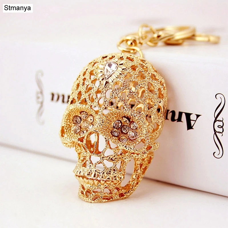

Skull Key chain Creative High Quality Rhinestones Skeleton KeyChains Bag charm Car Key ring Bag Gift wholesale K1583