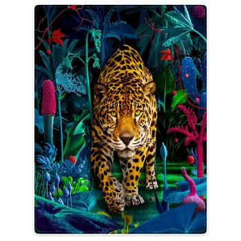 

Blankets Cobertor Warmth Soft Plush Tropical Plants Cheetah Animal Blue Sofa Bed Throw a Blanket Plaid