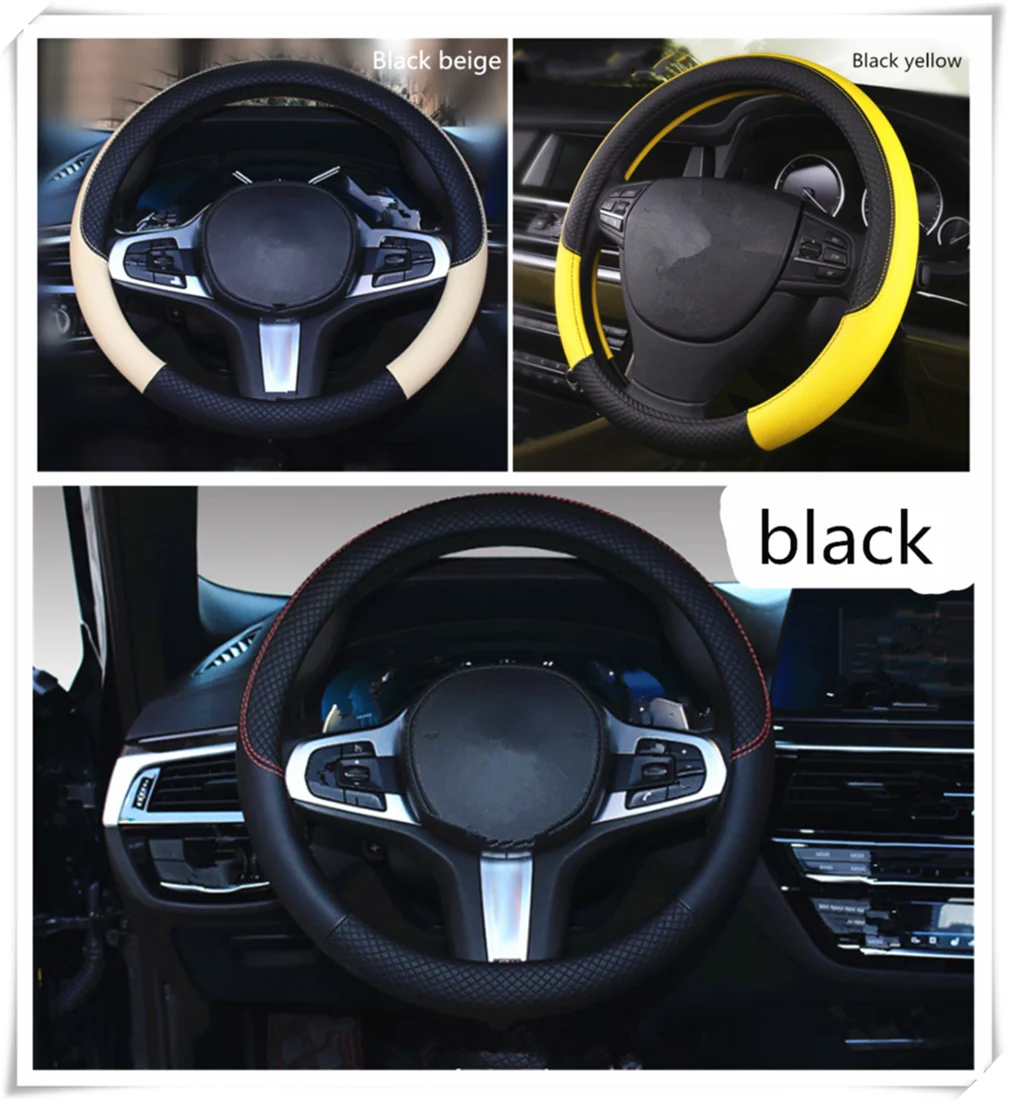 

Car steering wheel cover PU leather 38CM anti-skid auto parts for Honda Pilot Insight HR-V CR-V Odyssey Jazz Fit