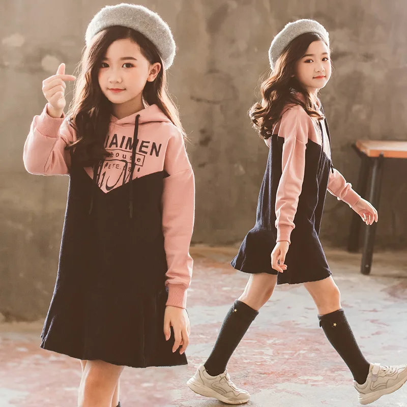 

Autumn Kids Dress For Girls 3 4 5 6 7 8 9 10 11 Years Ruffles Long Sleeve Sweatshirt Hooded Dress Casual Dresses Meisjes Kleding