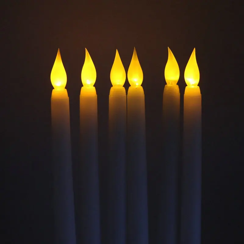 

6pcs 11"Led battery operated flickering flameless Ivory taper candle lamp Stick candle Wedding Home table decor 28cm(H)-Amber