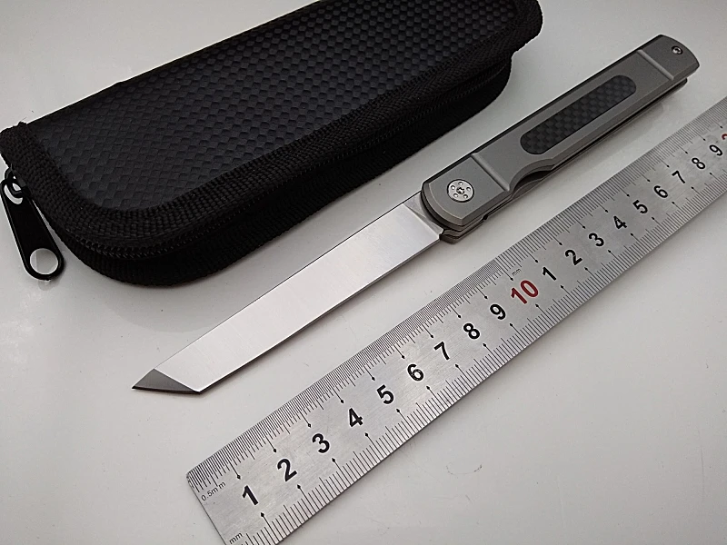 

folding blade knife commander flipper D2 blade carbon fiber titanium handle tactical pocket knives camping survival EDC tools