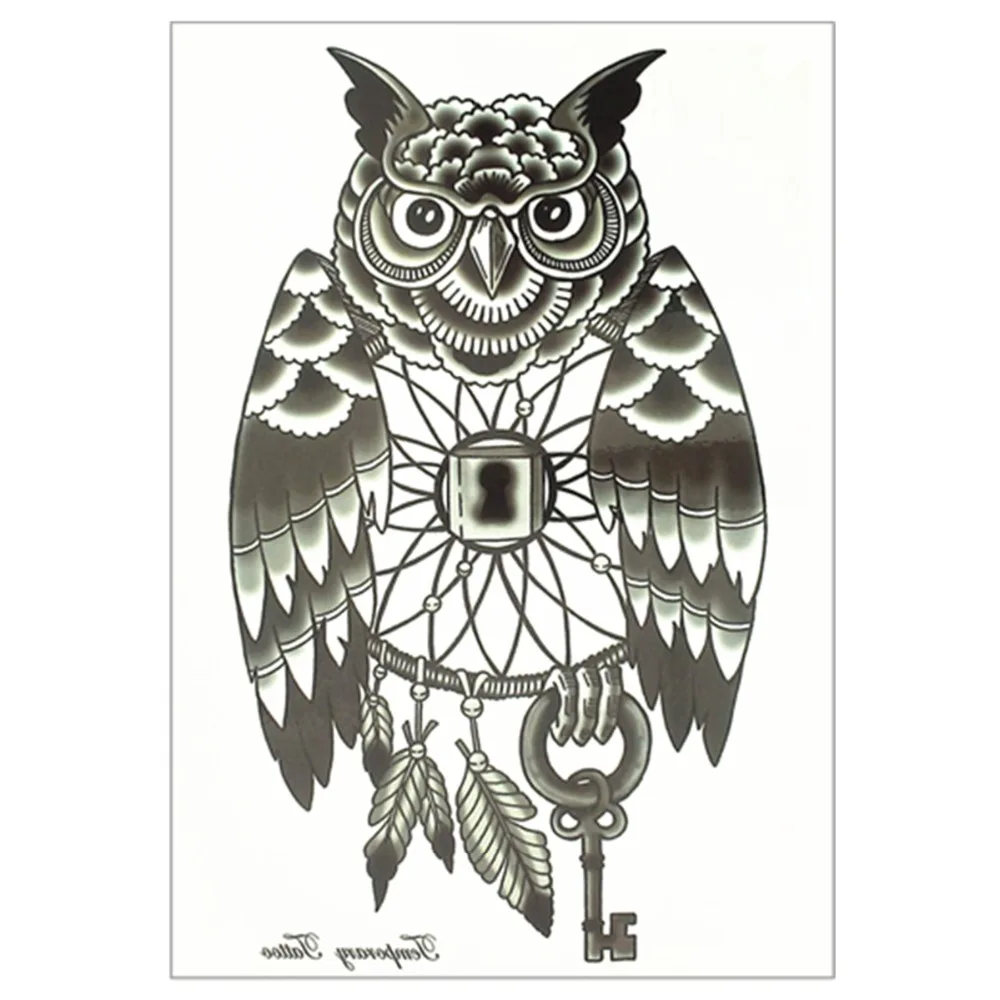 Owl Tattoo with Purple Eyes