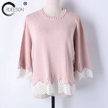 ORDEESON жемчужная кружевная сдельная блузка женская вязальный резервуар маленькая сестренка рубашка корейская модная одежда футболка белая Весенняя