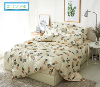 

BEST.WENSD Hot Pineapple pattern bedding bed cover set Bedding for children and adults bedsheet set dekbedovertrek bed comforter