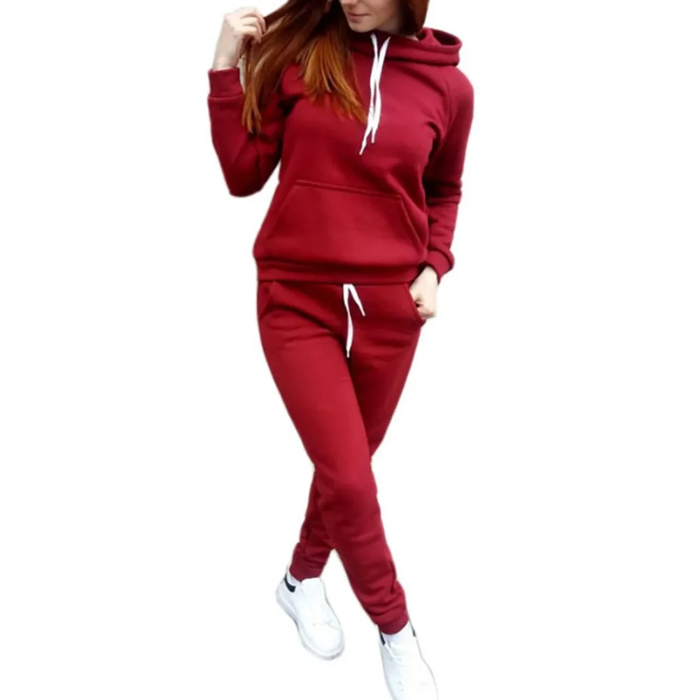 

2019 Women's Hooded Sports Suits Sexy Sportswear 2 Piece Set Sportswear Jogging Tracksuit For Women