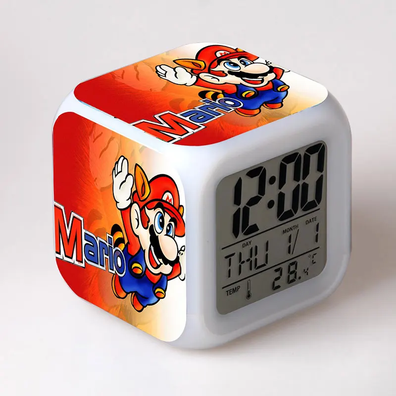 Super Mario Bros Child Funny Clock Alarm Yoshi Dinosaur Figure Toy Super Mario Yoshi Action Figure PVC Funny toys for Children