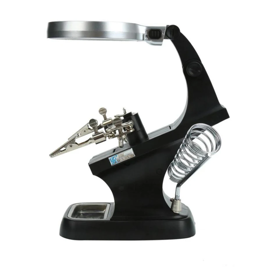 Multifunctional LED Helping Hand Magnifying Soldering Iron Stand Lens