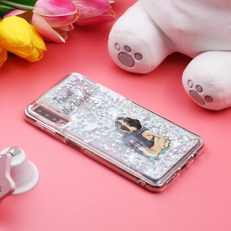 

For Samsung Galaxy A7 2018 Liquid Case Quicksand Cover A3 A5 2017 Glitter Shell for Samsung A8 A9 A6 PLUS 2018 Dynamic Case