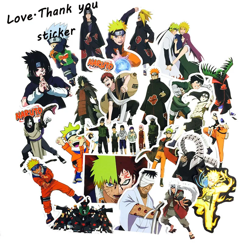 100 pcs/pack Mixed Naruto Anime Sticker For Car Laptop Skateboard Pad Bicycle Motorcycle PS4 Phone Decal Pvc Stickers