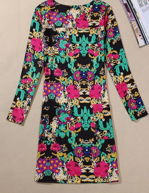 Женская одежда весна осень 2019 модное женское платье с цветочным принтом Женские