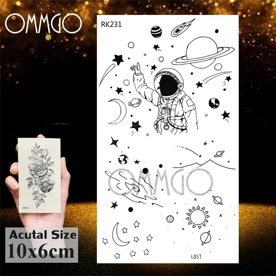 Татуировки OMMGO с астронавтом звездой Вселенной временная татуировка на палец шею