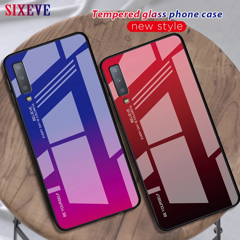 

Luxury Tempered Glass Phone Case For Samsung Galaxy A7 2018 A10 A20E A30 A40 A50 A60 A70 M10 M20 M30 A5 A7 2017 A6 A8 Plus Cover