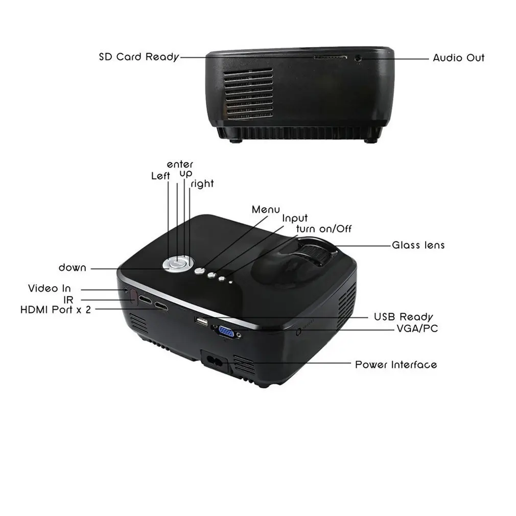7000LM 1080P 3D Mini Projector Home Theater LED Multimedia HDMI VGA USB RGB Simple Beamer LED Portable Projector