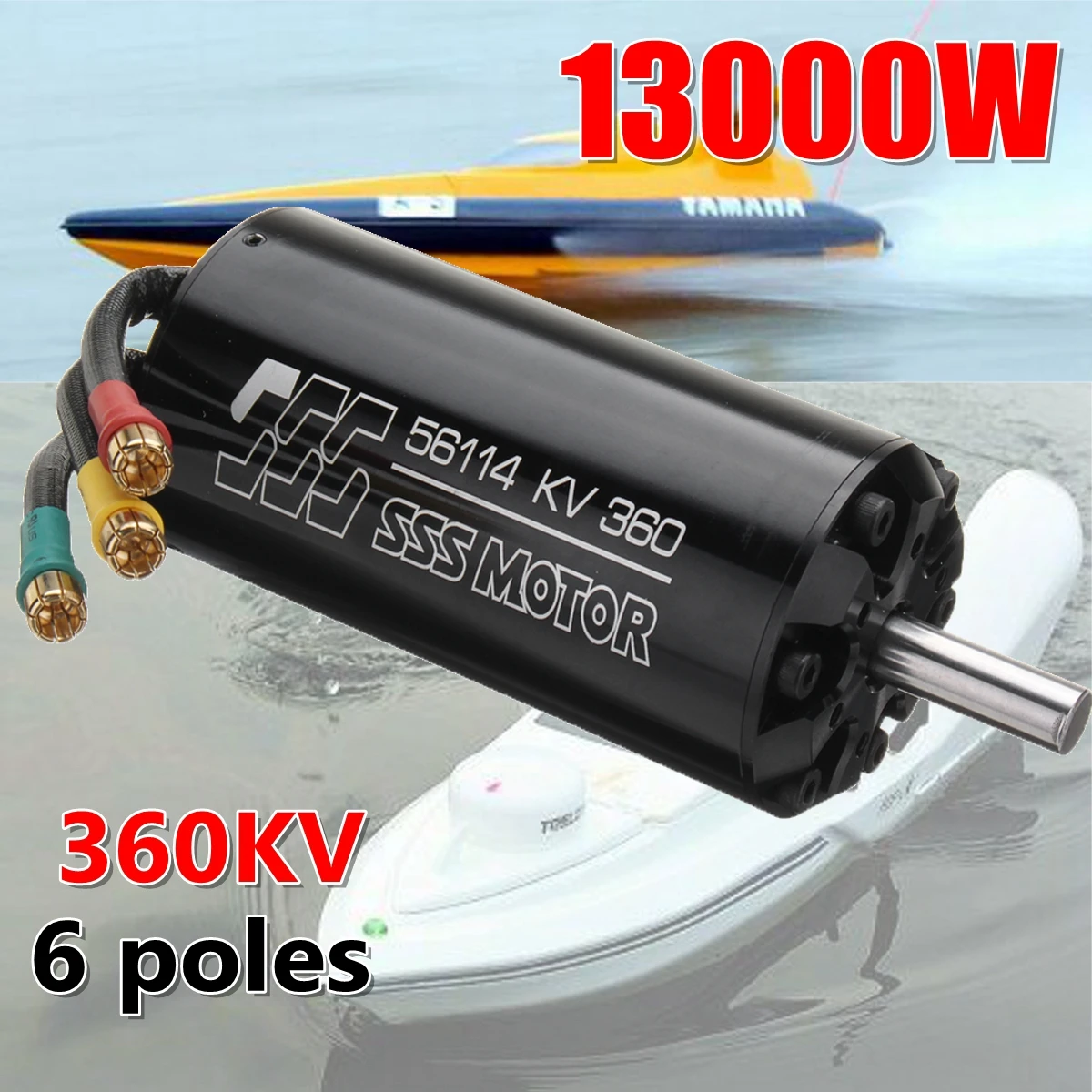 

SSS 56114/360KV 1300W Brushless Motor 6 Poles For RC Marine Boats Surfboard