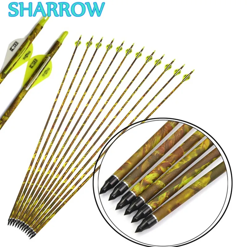 

6/12Pcs 32" Archery Carbon Arrow Spine 600 Arrow Carbon Replaceable Broadhead For Bow Outdoor Shooting Training Accessories