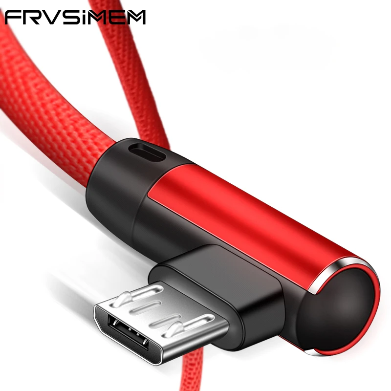 Micro USB кабель 2A быстрое зарядное устройство шнур 90 градусов локоть нейлоновый