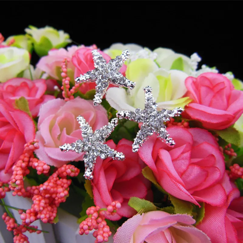 120 pcs New Fashion Silver Starfish Bridal Wedding Prom Crystal Rhinestone Hair Pins Hair Clip hair accessories hair ornament
