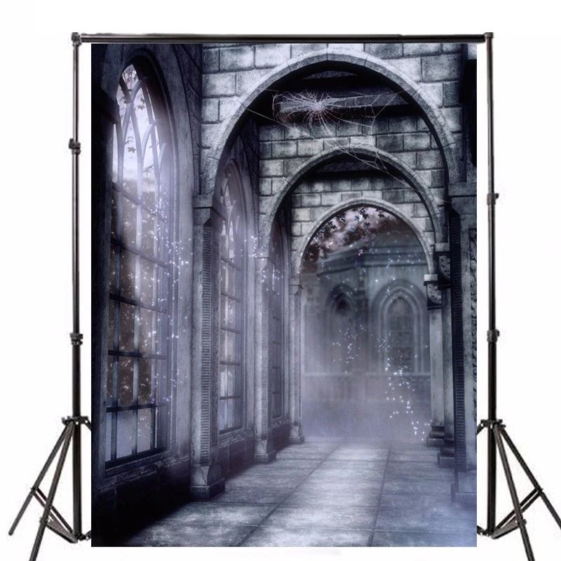 New 1pc Retro Terror Castle Photography Backdrop Computer-printed Vinyl Halloween Background Studio Photo Props 5x7ft