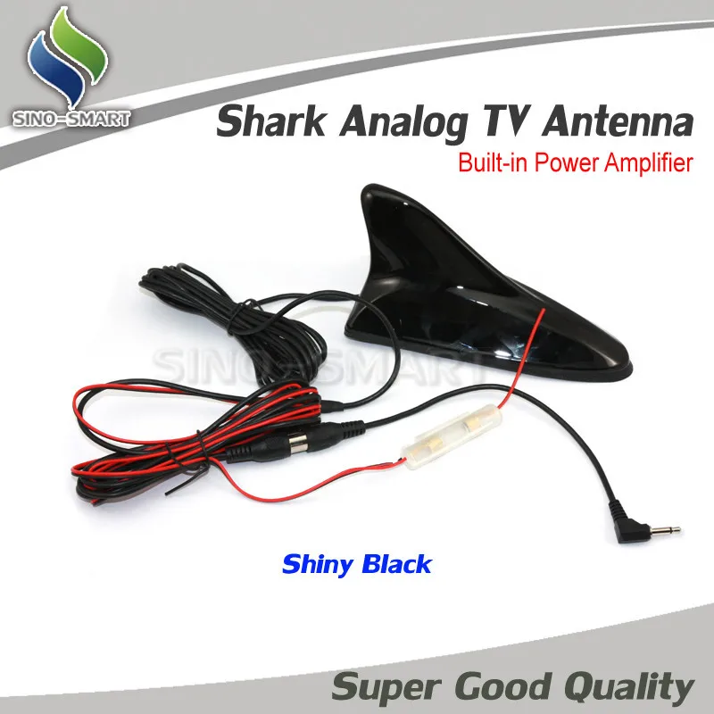 

SINOSMART High Quality Car Shark Analog TV Antenna with Amplifier+Booster Black