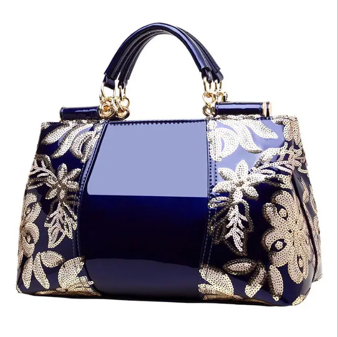 JOYHO Роскошная вечерняя сумочка женские кожаные сумки с вышивкой, через плечо женские кошельки и сумки с блестками сумки - Цвет: Blue