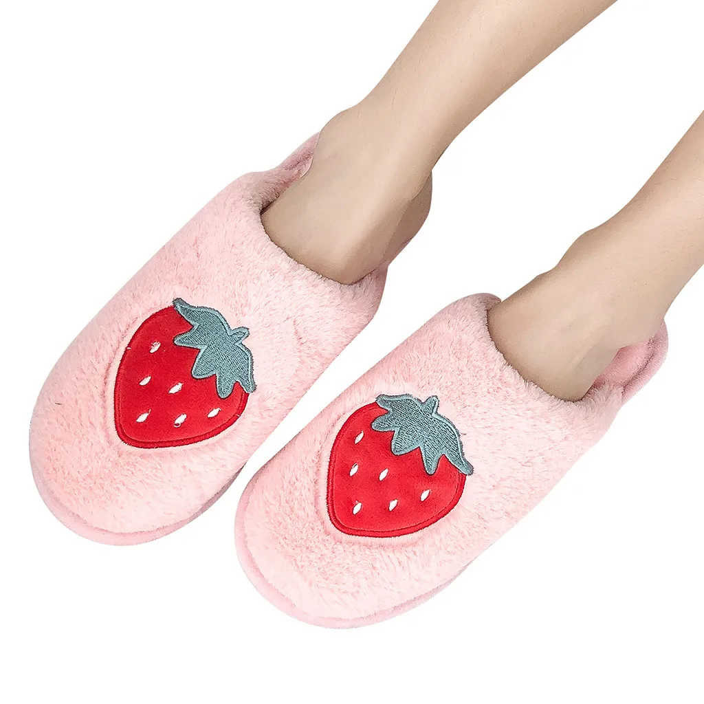 

Cute Home Sof Bottomed Non-Slip Flat Slippers Winter Warm Casual House Shoes Fashion Plus Size Fruit Cotton Shoes calzado mujer