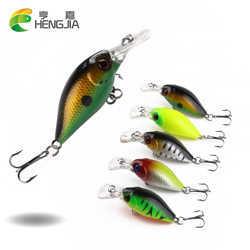 

HENGJIA 1pcs 50mm 4g Fishing Lure Minnow Hard Bait with 2 Fishing Hooks Fishing Tackle Lure 3D Lifelike Eyes