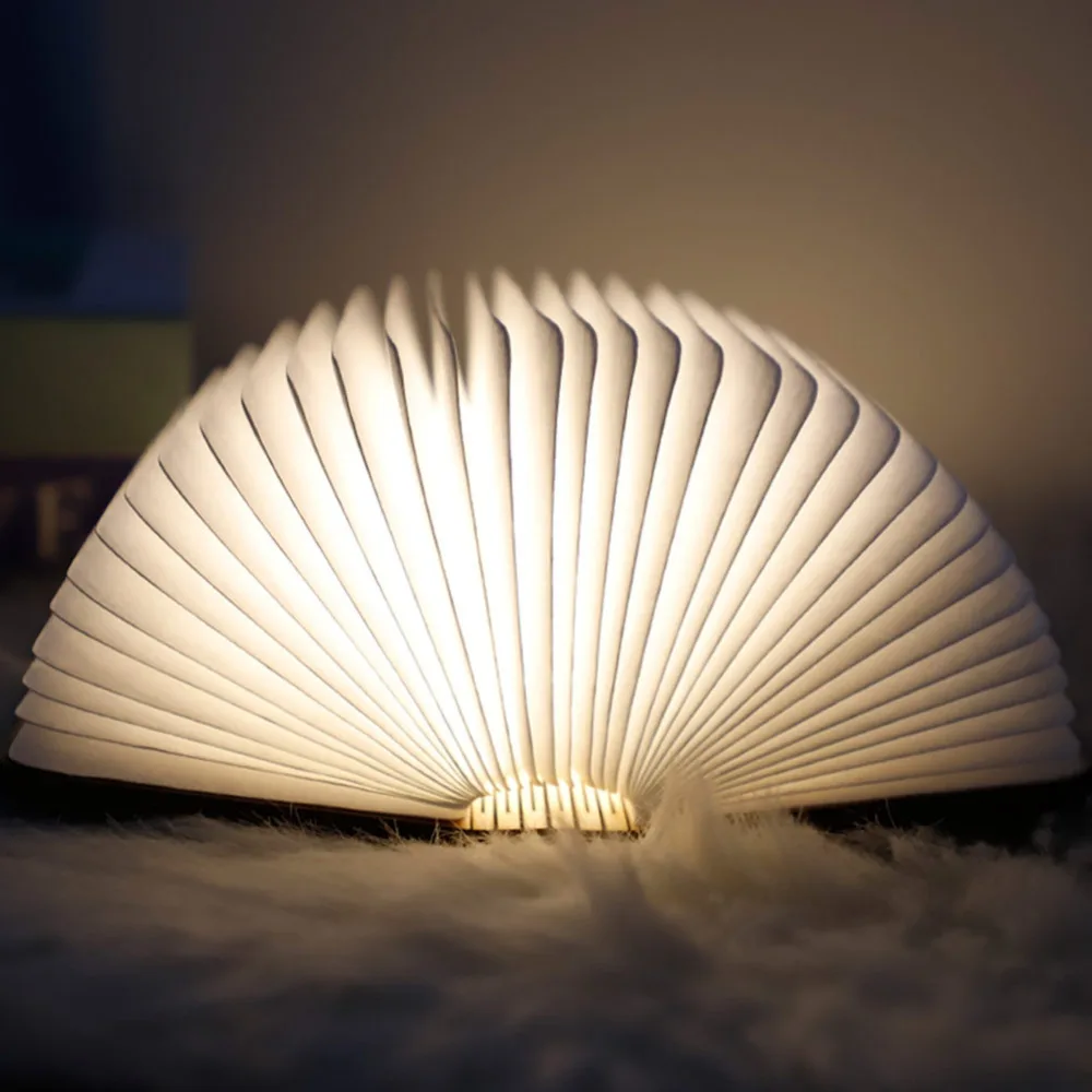 

Rechargeable Book Lamp Folding Mini Table Light Warm Night Light LED Wooden USB Desk Night Lamp Bedroom Decor Lighting