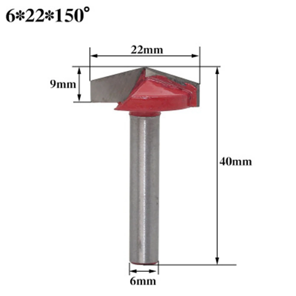 6 мм V Bit-1PCS, твердый карбид cnc Концевая мельница, Вольфрамовая сталь фреза, 3D фрезерные резаки фрезы, 60 90 120 150 градусов - Длина режущей кромки: 22mm 150degrees