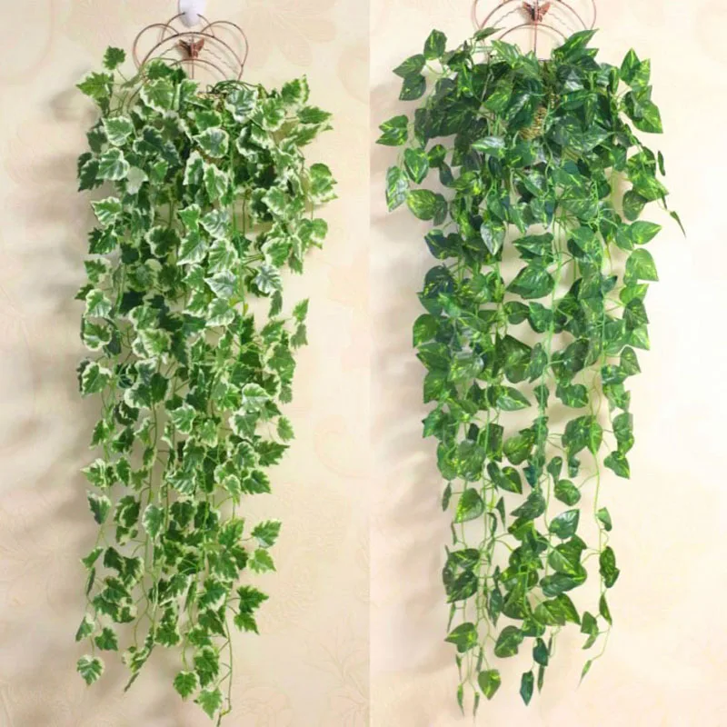 

Artificial Plant Home Wedding Decoration Green Plant Ivy Leaf Artificial Flower Plastic Garland Vine artificial flowers wall M20