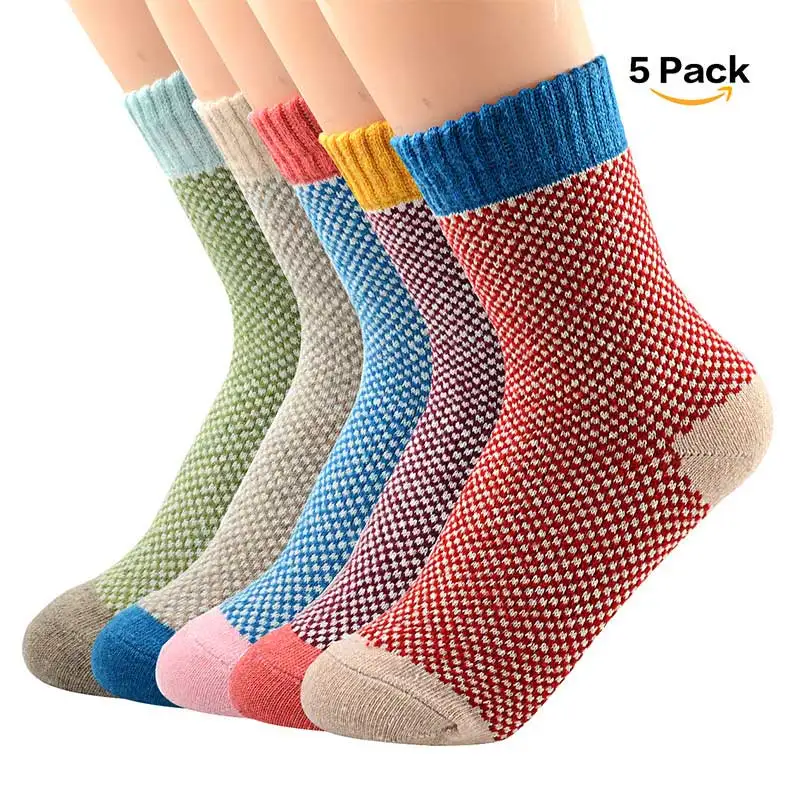 AZUE 5 пар утолщенных зимних носков дышащие шерстяные носки с милым рисунком медведя теплые носки для мужчин и женщин - Цвет: 5 Pack B