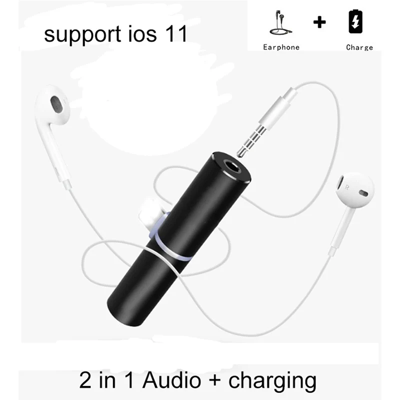 

Charging&3.5mm Earphone Audio Jack Adapter Splitter 2A For iPhone 7 8 Plus Converter Cylindrical Adapter Converter For IOS 11