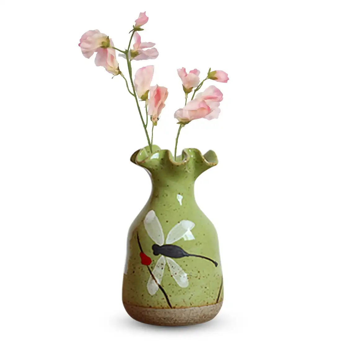 Hot Sale Hand Painted Dragonfly Retro Flower Pots Ceramic Vases
