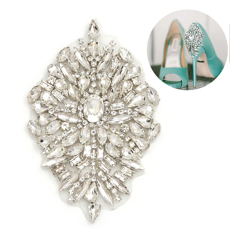 

YANSTAR One Pair Rhinestone Applique Iron On Patch Applique DIY Crystals Patch Rhinestone Sewing Appliques For Shoes YS889