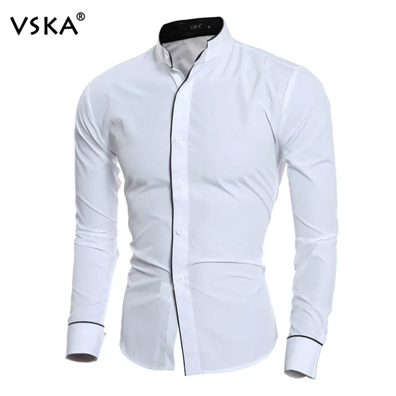 Vska Men Cotton Lapel Leisure Summer Half Sleeve Button Down Dress Shirt