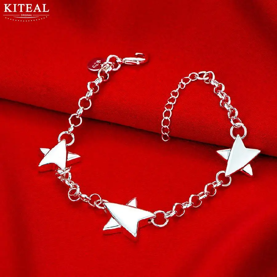 KITEAL Горячие 2017 посеребренные браслеты для женщин три звезды 20 см пять со звездами