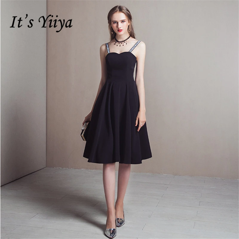 

It's YiiYa 2018 Popular Black Sleeveless Fashion Designer Elegant Cocktail Gowns Knee- Length Sexy Cocktail Dress LX377