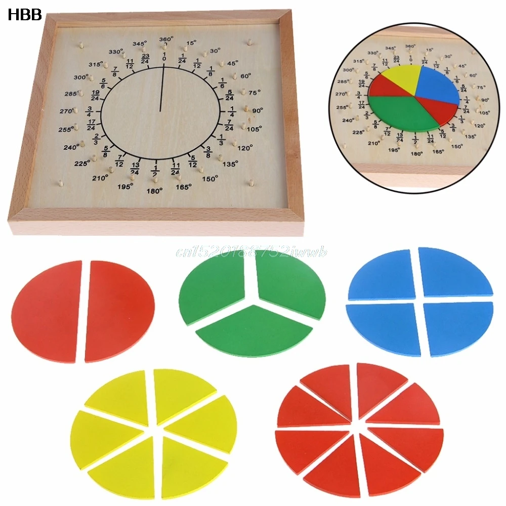 Montessori Material Wooden Circular Fractions Scoreboard Kid Educational Toy #T026# Montessori Material Wooden Circular Fractions Scoreboard Kid Educational Toy #T026#