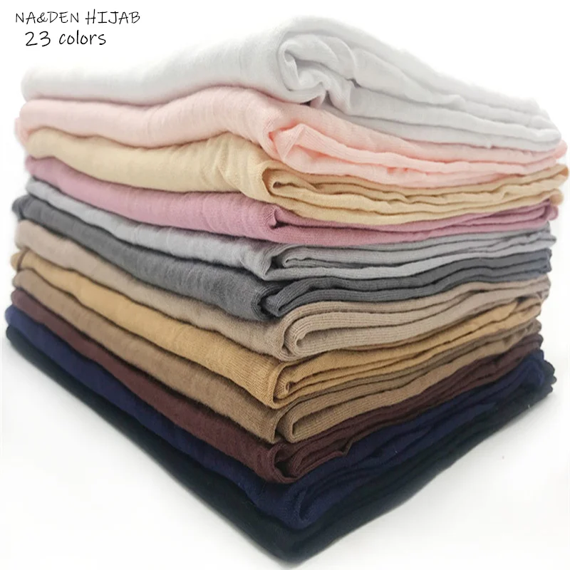 Simples Jérsei Algodão Hijab Cachecol Elástico Feminino Muçulmano Cabeça Moda Respirável Cachecóis Ramadan Modesto Hijabs