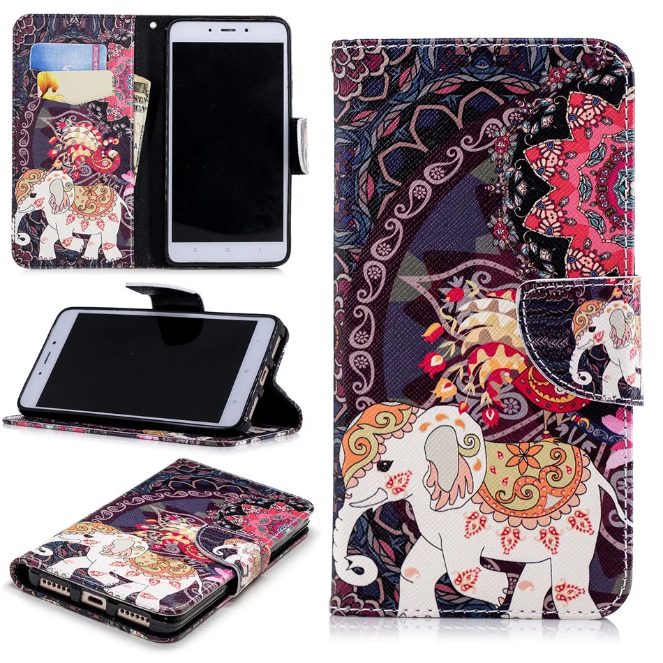 Чехол с милой пандой, слот для карт, чехол для Xiaomi Poco F1 A2 Lite Redmi 6 6A Note 5 6 Pro 4X, кожаный чехол-кошелек со слоном, Fundas D07Z